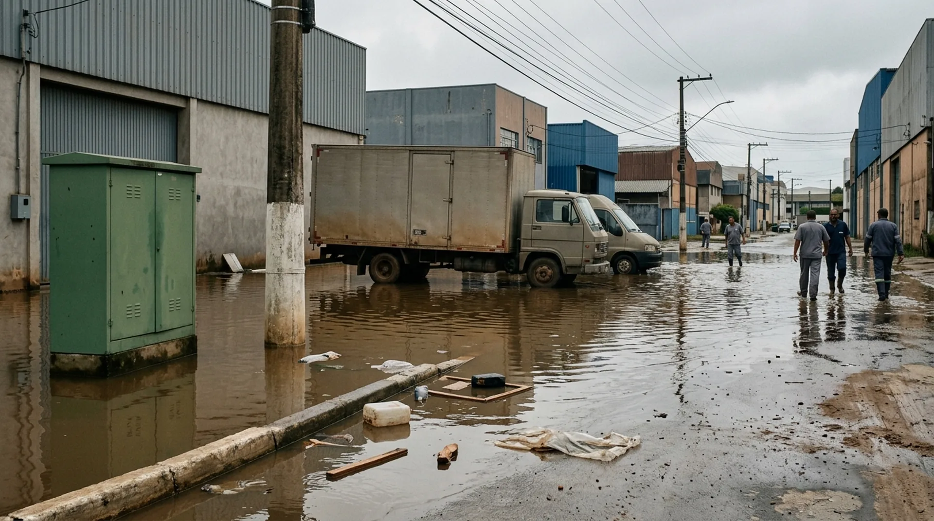 Alagamento em área próxima à infraestrutura elétrica