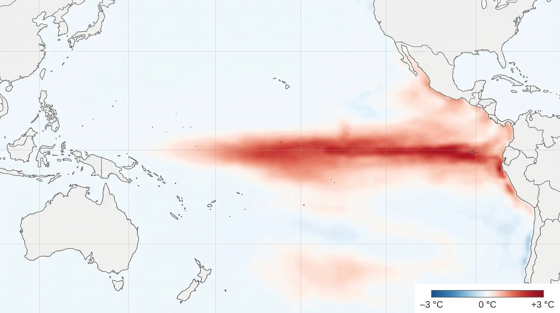 Representação da variação de temperatura no Oceano Pacífico
