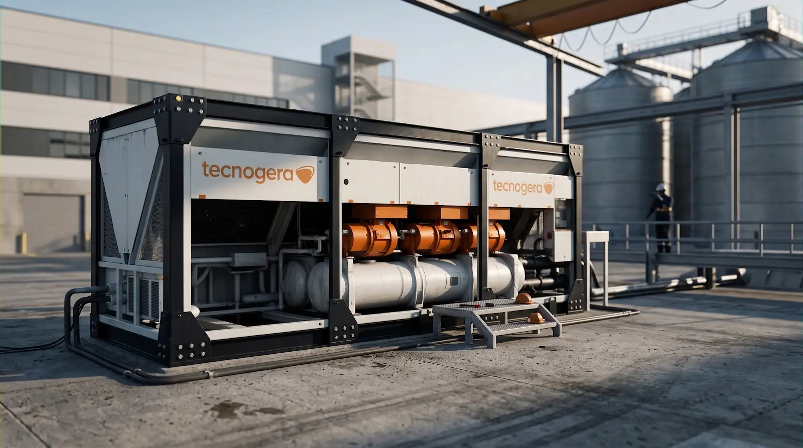 Chiller da Tecnogera em indústria com silos