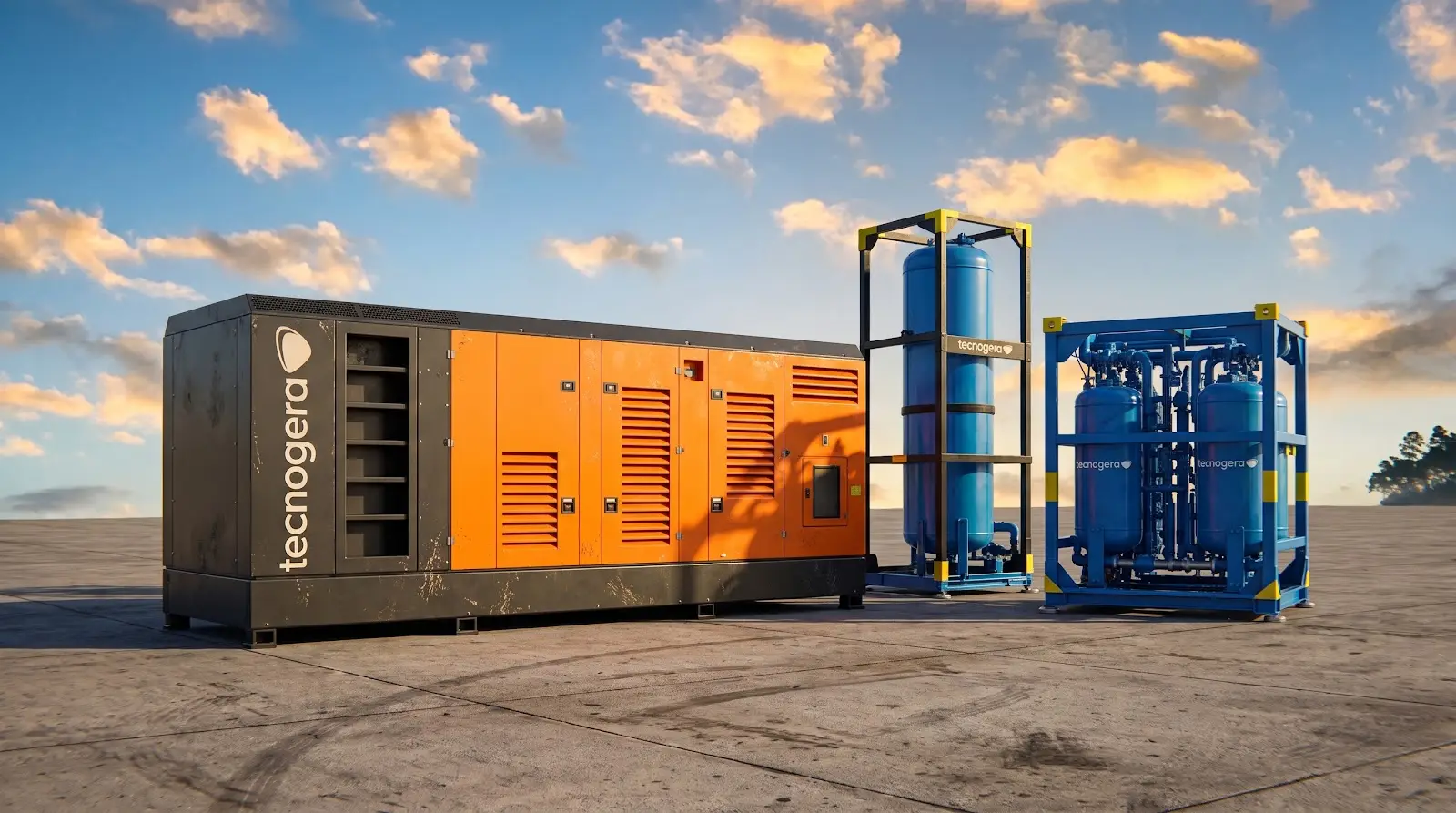 Compressor de ar e secadores da Tecnogera em pátio