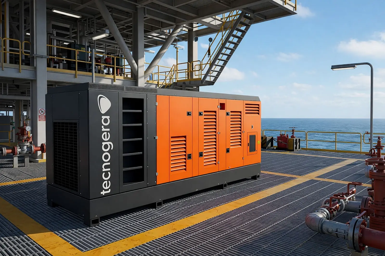 Compressor de ar da Tecnogera em área de operação industrial