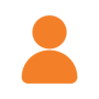 Ícone laranja de usuário em fundo cinza claro, usado no portal Tecnogera como avatar padrão de perfil simplificado.