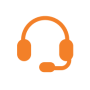 Ícone laranja de fone de ouvido com microfone em fundo cinza claro, simbolizando o suporte ao cliente da Tecnogera. Ícone laranja de fone de ouvido com microfone em fundo cinza claro, simbolizando o suporte ao cliente da Tecnogera.